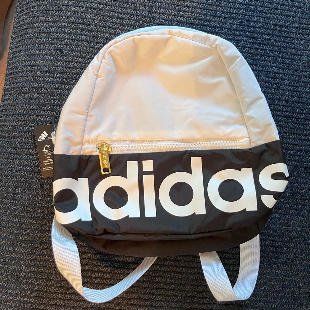 Adidas Black and White Logo Backpack